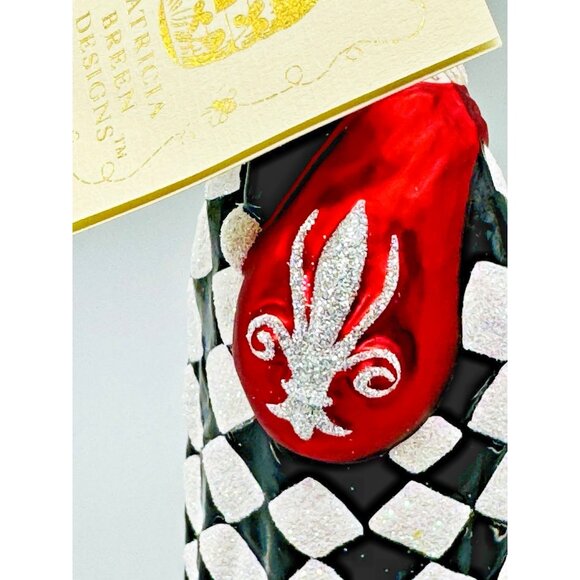 Patricia Breen Saint Louis Santa Black White Harlequin Ornament Christmas Tags - Picture 6 of 9